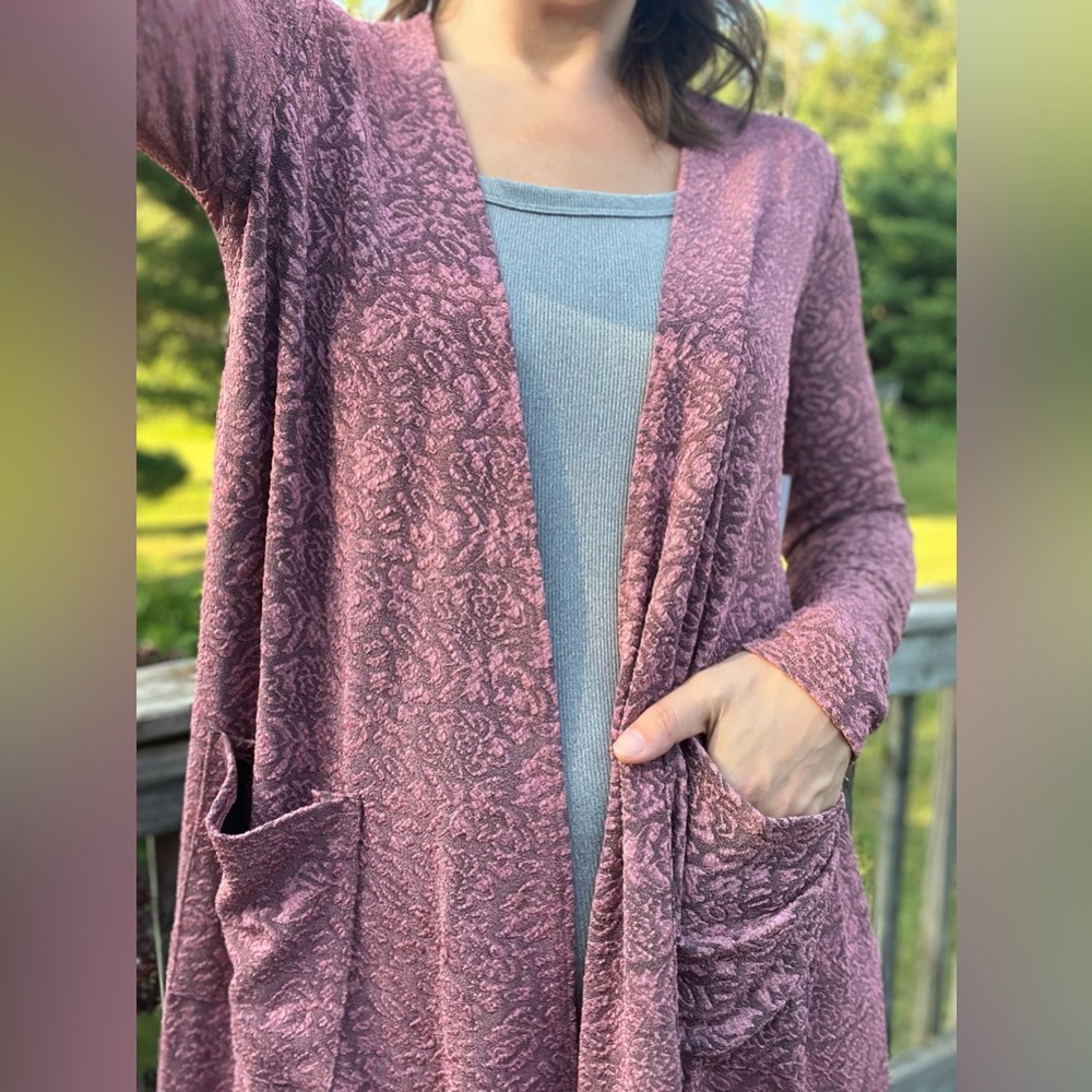 Lularoe Mauve Textured Sarah Cardigan Duster